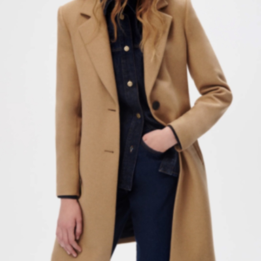 ZARA Wool Blend Camel Coat - Small EUC